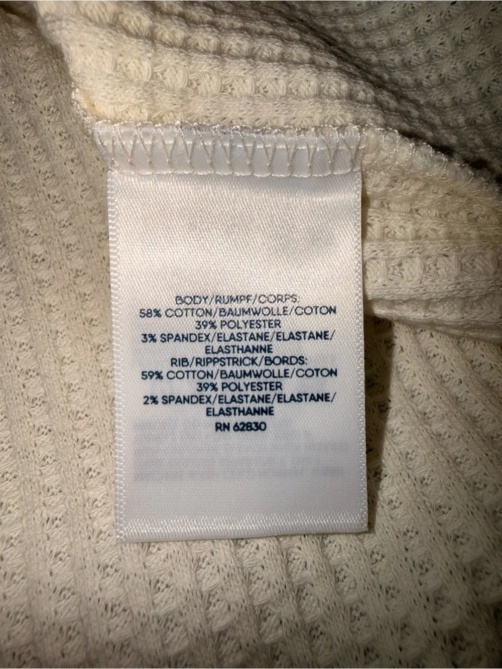 Lands' End Cream Waffle-Knit Utility Jacket